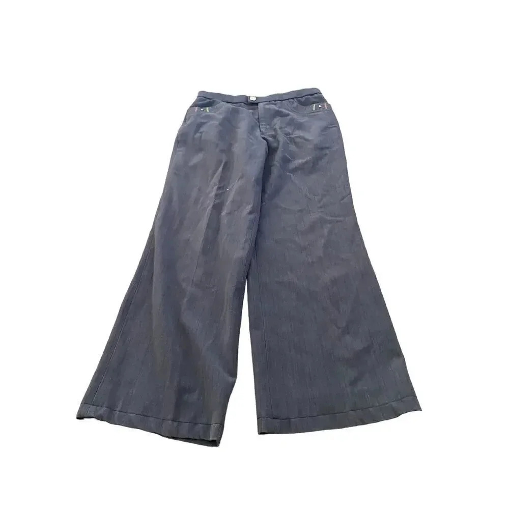 Crocodile Classic Blue Wide-Leg Casual Trousers Pants Size 29